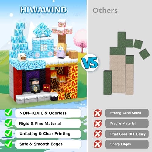 Hiwawind Magnetic Blocks Set, Ice Princess Castle & Lava Realm Fantasy World Building Toys, STEM Montessori Toys for 3 4 5 6 7 8 Year Old Boys Girls, Creative Birthday Gifts for Kids - Thumbnail 3