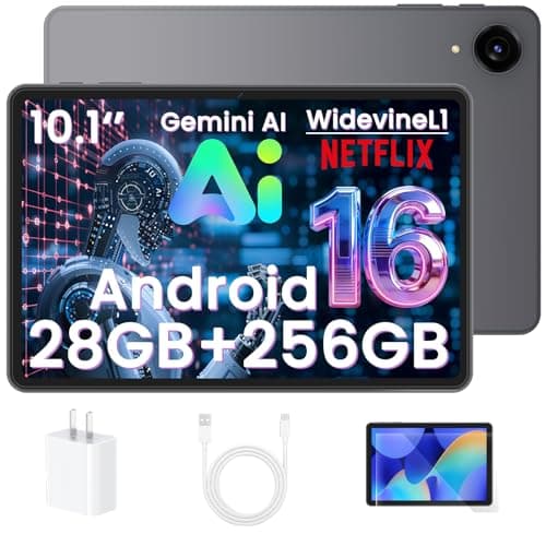 EHFiDC Android 16 Tablet - 10 Inch Tablets, 28GB RAM 256GB ROM 2TB Expand, Octa-Core, 1280x800 HD IPS Touch Screen, Gemini AI, Widevine L1, 6000mAh Battery, BT 5.0, 5G WiFi & GPS - Black - Image 1