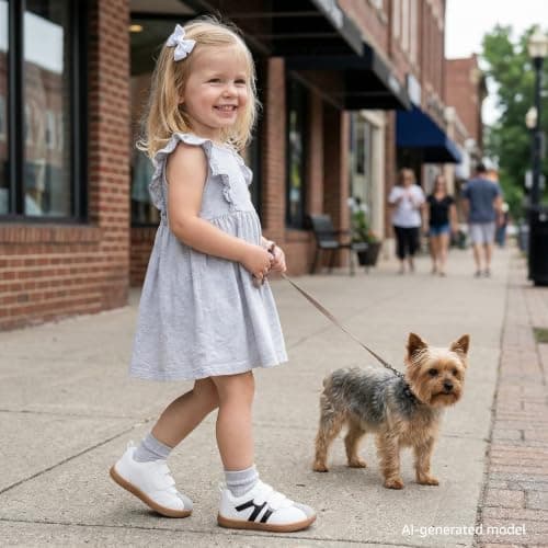 STQ KIDS Toddler Boy Shoes Wide Toe Box Barefoot Shoes Zero Drop Baby Tennis Running Shoe Lightweight Non-Slip First Walking Girls Sneakers School Classic White Black Infant Size 4 - Thumbnail 3