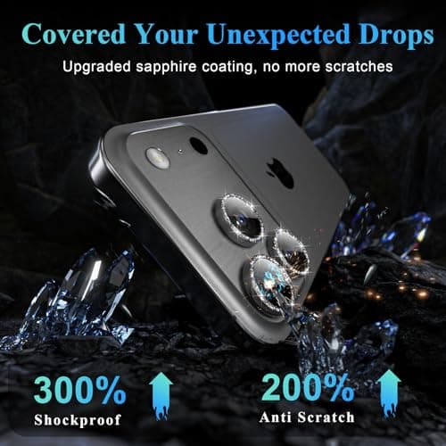 YWXTW Camera Lens Protector for iPhone 17 Pro/iPhone 17 Pro Max, [1 Step Installation Tray] Tempered Glass Screen Protector Metal Individual Camera Cover Accessories Case Friendly (Glitter Grey) - Thumbnail 3