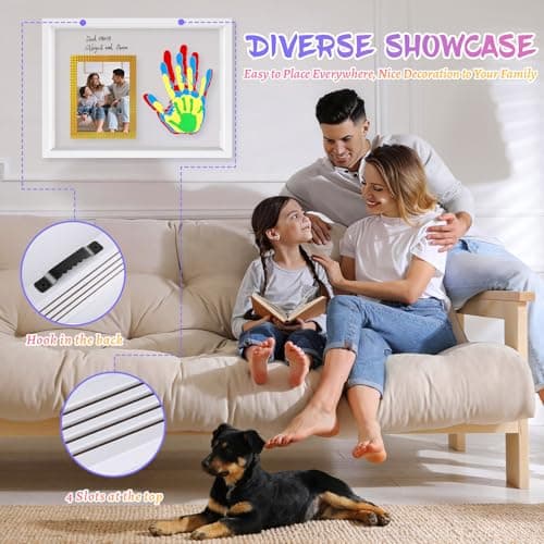 Hzorille Horizontal White Family Handprint Kit 3D Frame New Parents Gift - Thumbnail 6