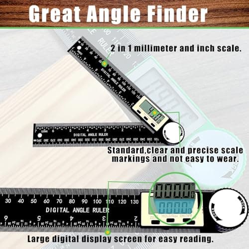 PDDYIER Angle Finder Protractor, 2-in-1 Miter Saw Protractor, 7 Inch/200mm ABS Angle Ruler, High Accuracy Miter Angle Measuring Tool for Woodworking, Metalworking, Carpenter, Construction - Thumbnail 3