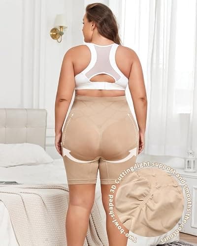 Y25D Maternity Shapewear for Under Dresses，Over Belly Pregnancy Underwear Mid-Thigh High Waist Shorts Panties for Baby Shower - Thumbnail 4