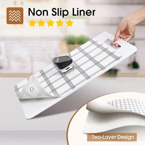 Beautysaid Shelf and Drawer Liner for Kitchen Cabinet, Non Adhesive Non Slip Shelf Paper Waterproof Washable Thickened for Dresser Pantry Shelve Bathroom Protector Liner(Plaid,12 in x 10 FT) - Thumbnail 2