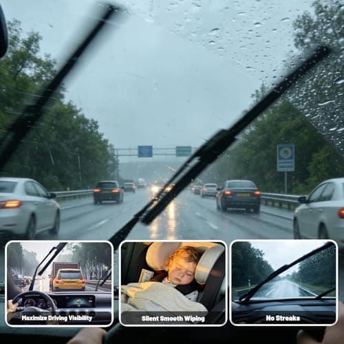 24" + 18" Windshield Wiper Blades (Set of 2), OEM Quality All-Season windshield wipers, Fits Chevrolet Equinox2018-2024 & Nissan Frontier 2005-2025, U/J Hook - Thumbnail 4