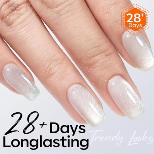 modelones Heart Cat Eye Gel Nail Polish, 2 PCS 15ML Pink Sliver Holographic 9D Cat Eye Glitter Multichrome Silver Pink Shades Polish with Magnet Soak Off Led Nail Art Gel DIY Salon Gift - Thumbnail 4