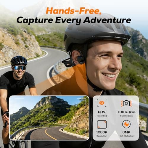 VibeLens MusicCam World’s 1st Bone Conduction Headphones with Camera, Hand-Free POV Camera Headphones, IP68 Water & Sweat Resistant, AI Functions, Open-Ear Bluetooth Wireless Sport Earphones with APP - Thumbnail 2