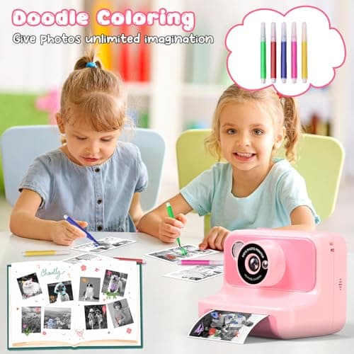 Kids Camera Instant Print, Kids Camera 1080P HD Video Digital Camera, Christmas Birthday Gifts for Girls and Boys, Toddler Toy for 3-12 Years Old - Thumbnail 6