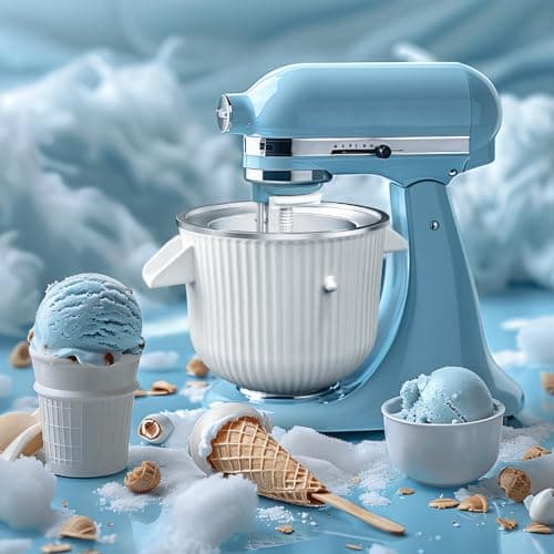 Ice Cream Maker & Shaved Ice Attachment for Kitchen aid Mixer, Kitchenaid Accessories Set Includes Shaved Ice Machine with 8 Ice Molds and Ice Cream Gelato Maker for 4.5 Qt & Larger Stand Mixers - Thumbnail 2