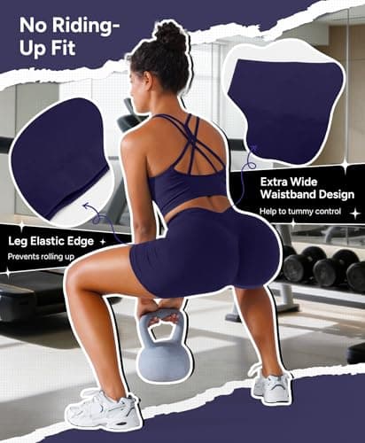 BRXL Seamless Workout Scrunch Butt Shorts for Women 5" High Waist V Back Butt Lifting No Front Seam Gym Booty Short Blue - Thumbnail 3