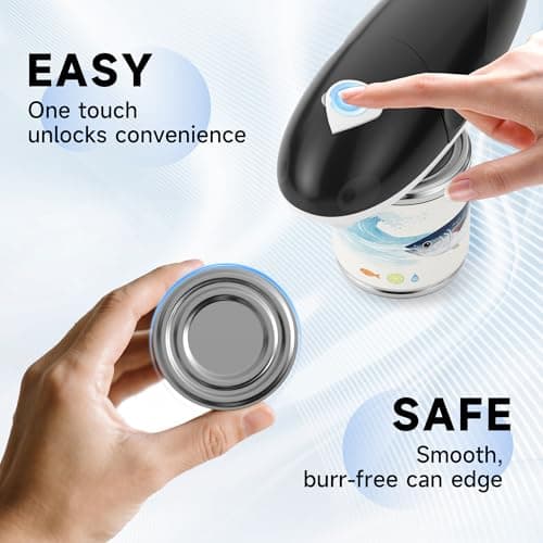 ROLWAY Can Opener, Easy Control Electric Can Opener with Non-Slip Design, Safe and Efficient Can Opener for Seniors, Smooth Edge, Hands Free for Home or Travel, Black - Thumbnail 2
