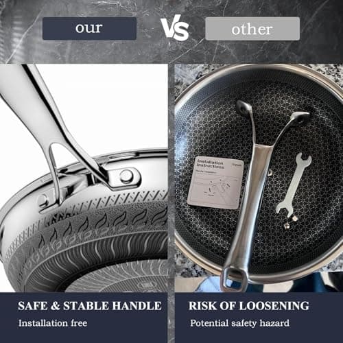 USELUCK 10 Inch Nonstick Frying Pan, Stainless Steel Skillet with Honeycomb Surface, Induction Compatible, Oven & Dishwasher Safe, PFAS-Free Cookware - Thumbnail 2