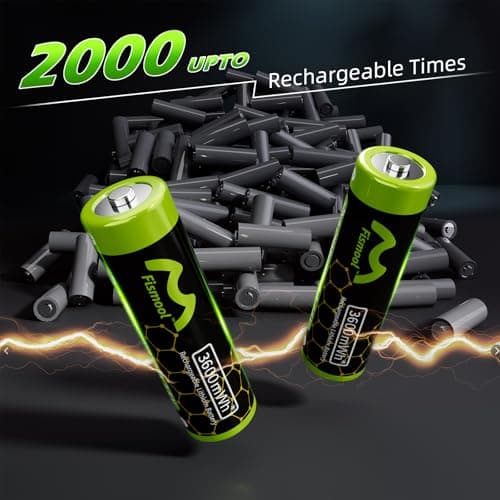 Fismool Rechargeable AA Batteries Lithium with Charger，8 Pack 1.5V 3600mWh Lithium Batteries AA for Outdoor Camera Remote Controls Flashlights Gamepad with USB C Fast Charger 2000+ Cycles - Thumbnail 4