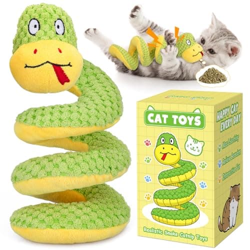 Retro Shaw 11" Realistic Snake Cat Toy – Interactive Kicker Toy for Indoor Cats with Silvervine & Catnip, Crinkle Sound, Spring-Loaded Design, Bite-Resistant Plush for Kitten Teething & Boredom Relief - Image 1