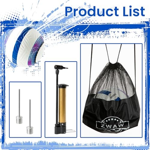 ZWAW Official Match Soccer Ball Size 5 – Waterproof PU Leather, Includes Pump & Needles, Mesh Storage Bag for Easy Carry - Thumbnail 2