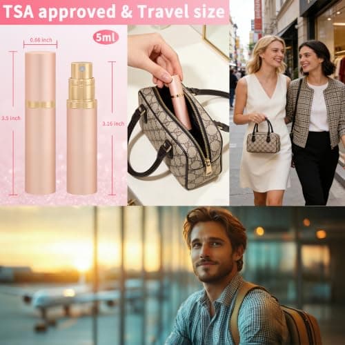 Boxicok 3Pcs 5ml Travel Perfume Atomizer Refillable, Mini Cologne Spray Bottle Empty, Perfume Spray Bottle, Fragrances Atomizer, Cologne Atomiser (Rose Gold - 3) - Thumbnail 5