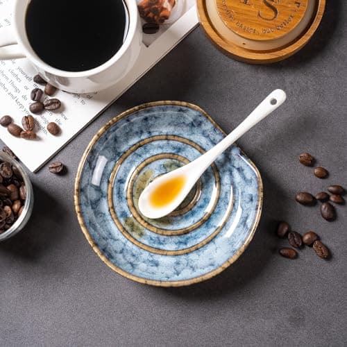 Spoon Rest for Kitchen, Ceramic Spoon Holder for Stove Top, 6 Inches Large Cooking Spoon Holder，Coffee Spoon Holder, Heat Resistant Utensil Rest for Countertop, Dishwasher Safe Blue-Green Gradient（L） - Thumbnail 4