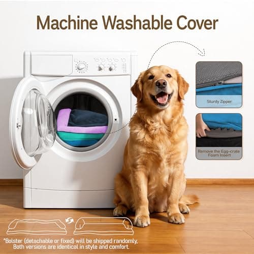 Comfort Expression Extra Large Dog Bed Orthopedic - XL Orthopedic Dog Beds Memory Foam Pet Couch Waterproof Sofa Bolster with Removable Cover - 42 x 30 - Thumbnail 5