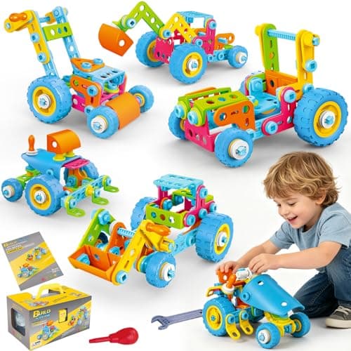 keefun STEM Toys for 4 5 6 7 8+ Year Old Boy Girl Birthday Gift, Building Toys for Kids Ages 4-8 6-8 4-6 Blocks Sets Stem Kits 5-7 4-7 3-5 Educational Learning Construction Engineering Car Truck Games - Image 1