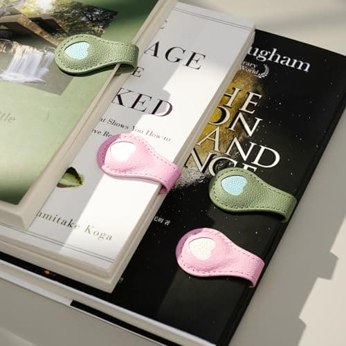 2Pcs Magnetic Leather Bookmarks with Gift Box Magnetic Pen Holder Book Marks Clip Gift for Book Lover Readers Men Women Teachers Students, Heart (Pink+Green) - Thumbnail 6