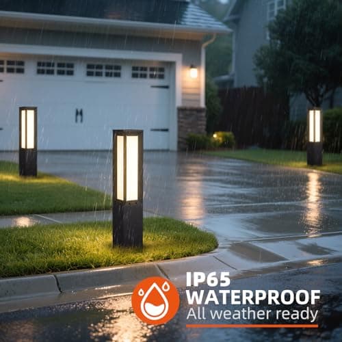 VZVI 31.5" Solar Pathway Light, 3000K LED Bollard Lights Outdoor, IP65 Waterproof Path Lights, Patio Solar Lanterns, Modern Solar Floor Lamp, Landscape Lighting for Commercial Driveway Walkway Lawn - Thumbnail 4