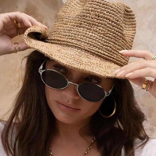 SODQW Trendy Oval Sunglasses for Women Small Gold Frame Fashion Designer Ladies Shades with UV400 Protection - Thumbnail 2