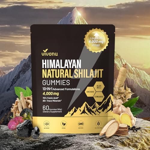 VivoNu Shilajit* Gummies,Pure Himalayan* micronutrient Supplement, Himalayan Premium Ingredient with Shilajit, Ashwagandha, Gokshura, Fulvic Acid & 85+ Trace Minerals I for Men & Women (4000MG/1 Bag) - Image 1