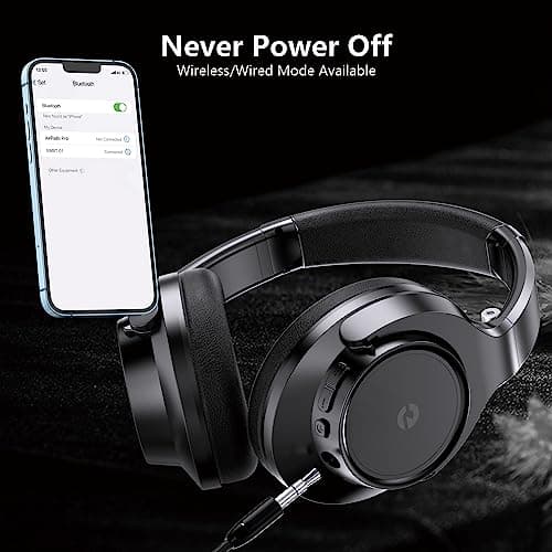 Wireless Headphones Over Ear, 70H Playtime Headphone Wireless Bluetooth 5.1,3EQ Modes & HiFi Stereo Bluetooth Headset with Deep Bass, Foldable Lightweight Headphones with Microphone for Travel/Work - Thumbnail 5