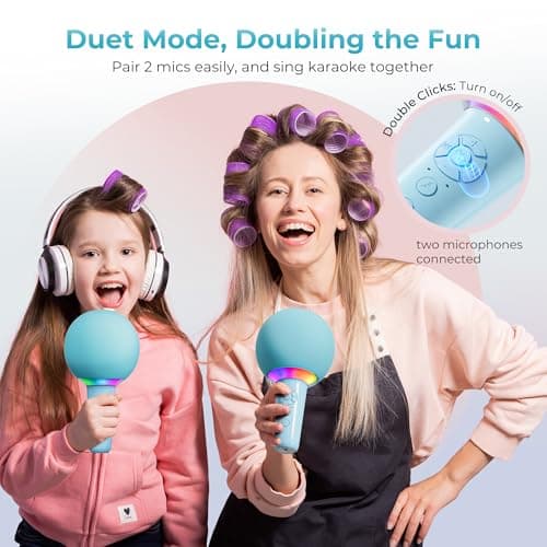 Wireless Kids Karaoke Microphone Karaoke Mic Speaker with LED Light - Thumbnail 4