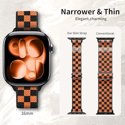 6 Pack Slim Stretchy Bands Compatible with Apple Watch Band 40mm 41mm 42mm 38mm 44mm 45mm 46mm 49mm Women Men, Soft Fashion Nylon Braided Elastic Strap for iWatch Series 11 10 SE 9 8 7 6 5 4 3 2 1 Ultra 2 (6color-02, 38MM/40MM/41MM/42MM(Series 11 10)) - Thumbnail 2