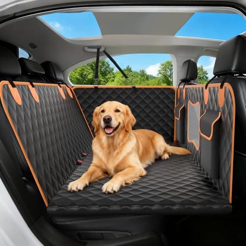 CUIOFREE Dog Seat Cover for Back Seat Hard Bottom,Holds 500 lbs,Waterproof Dog Car Seat Cover for Back Seat Extender,Scratch-Proof Pet Hammock for Car,SUV,Truck - with Mesh Window & Storage,Black