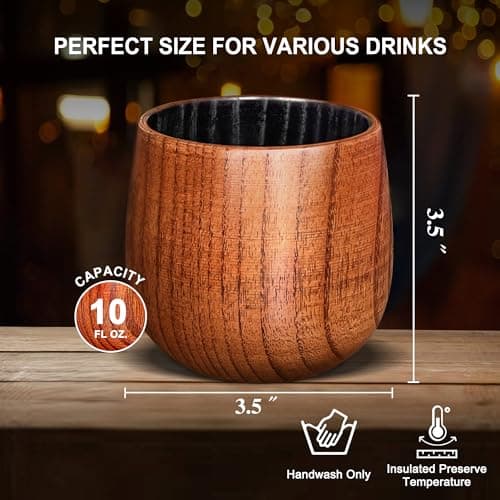 Charred Wooden Bourbon Drinking Glass, Bourbon Gifts for Men – 10oz Wooden Old Fashioned Glasses Set Whiskey Tumbler | Birthday Whiskey Gifts for Men, Dad or Brother Original Bourbon Tumbler (2 Pack) - Thumbnail 4