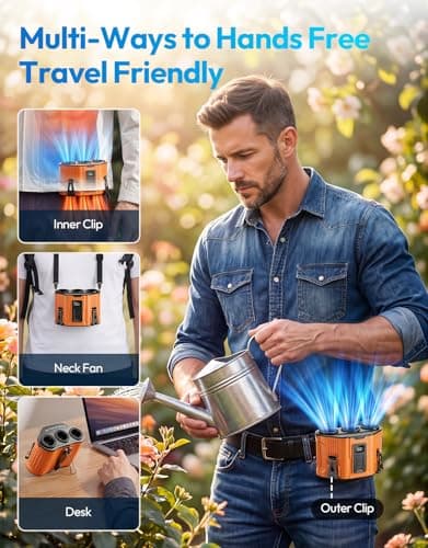 HRTISNW Portable Waist Fan, 12000mAh Rechargeable 3-Turbo Belt Fan - Thumbnail 6