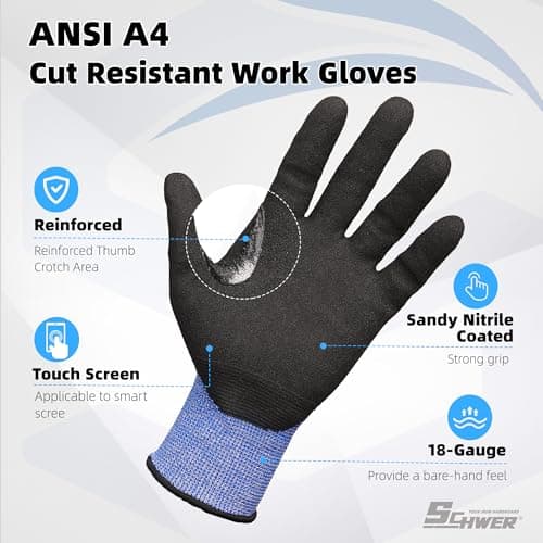 Schwer A4 AIR-SKIN Cut Resistant Work Gloves with Extreme Lightweight & Thin, Grip Glove for Fishing, Refined Work, Gardening Gloves for Yard, Touchscreen, 3D-Comfort Fit, Men Women Gifts, AR3900,M - Thumbnail 2