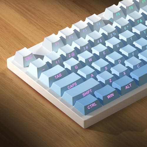 PBT Keycaps -Blue Side Print Key Cap Set, Double Shot Shine Through Custom Key caps, Cherry Profile 133 Keys for Mechanical Keyboards Gradient Blue - Thumbnail 4