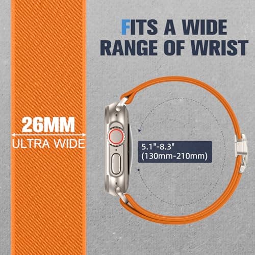 Dirrelo Band Compatible with Apple Watch Bands 44mm Men, Soft Wide 26mm Stretchy Nylon Sport Strap Wristband for iWatch 49mm(Ultra 3/2/1) 46mm(11/10) 45mm(9/8/7) 44mm(SE3/SE2/SE/6/5/4) 42mm(3/2/1) - Thumbnail 4
