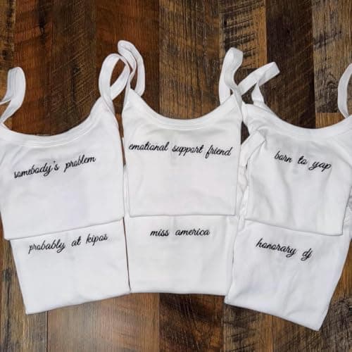 AfeilarSfltch Custom Embroidered Crop Top Bride Shirt Tank Top Custom Tank Tops for Women Bride Tank Top Wife of The Party Future Mrs Shirt Perfect Bachelorette Gifts Multi - Thumbnail 5