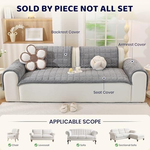 Royhom Couch Cover for Dogs Washable, Soft Thick Pet Couch Covers for Sofa, Pawcart Couch Protector Pet Friendly, Furniture Covers Dog Mat for Couches and Sofas (Grey, 27.6 x 70.9 Inch) - Thumbnail 2