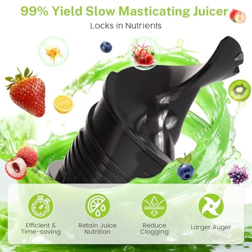 Kndko Cold Press Juicer, Juicer Machines with 5.4" Large Feed Chute for Whole Vegetables & Fruits, Professional Slow Masticating juicer with Large Auger, Self Feeding, High Juice Yield, Easy to Clean - Thumbnail 6