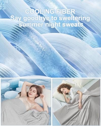 Fuzzysense Cooling Comforter Queen 90"x90" – Instant Cooling Blanket for Hot Sleepers & Night Sweats, Breathable Lightweight All-Season Bedding, Pet-Friendly Oeko-TEX & GRS Certified, Gray - Thumbnail 3