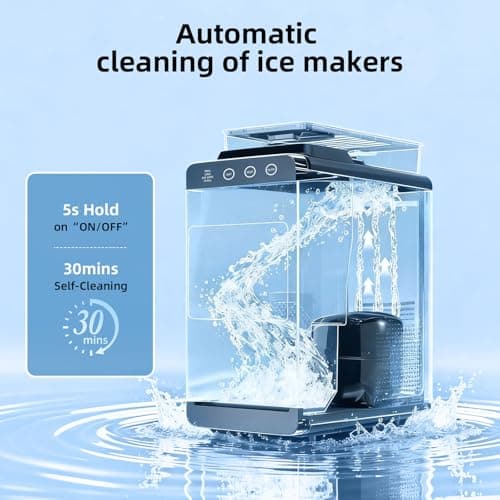 Antarctic Star Ice Maker, Portable Ice Machine with Self-Cleaning Function, 8 Cubes in 6 Mins Fast Countertop Ice Making, Compact Ice Cube Maker for Home, Kitchen, RV, Travel, Steel - Thumbnail 4