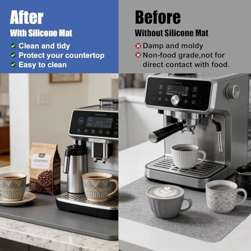 LTHCCOU Silicone Coffee Mat for Countertop 24" x 16" x 0.8" Leak-Proof Under Coffee Maker Mat with Raised Edges for Dish Drying Espresso Machine Bar Station Accessories, Grey - Thumbnail 6