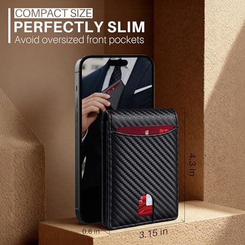 Tipmile Wallet for Men Slim RFID Blocking Credit Card Holder, Minimalist Men Wallets 12 Cards with 2 ID Windows & Cash Slot, Bifold Front Pocket Wallet Gifts for Men - Thumbnail 4