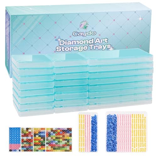 Caydo 24 PCS Diamond Art Storage Trays with Lids, 2-in-1 Diamond Art Accessories for Diamond Arrangement & Storage - Image 1