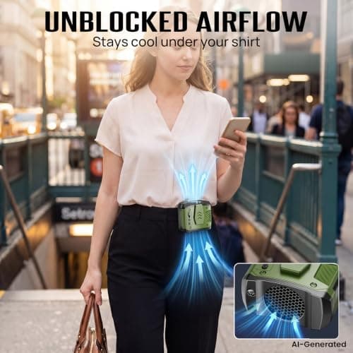 Portable Waist Fan Clip on Belt, 100 Speeds Adjustable Hands-Free Neck Fan, Waist Fan up to 24H Cooling, Hands-Free Hanging mini waist fan for Warehouse, Camping, Outdoor,Travel - Thumbnail 5