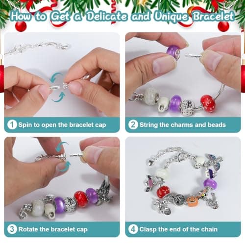 2026 Advent Calendar Halloween Christmas 24 Day Countdown Calendar with DIY Glow in the Dark & Cat's Eye Beaded Bracelet, Surprise Halloween Christmas Jewelry Gift for Kids Girls Daughter Niece Granddaughter - Thumbnail 5