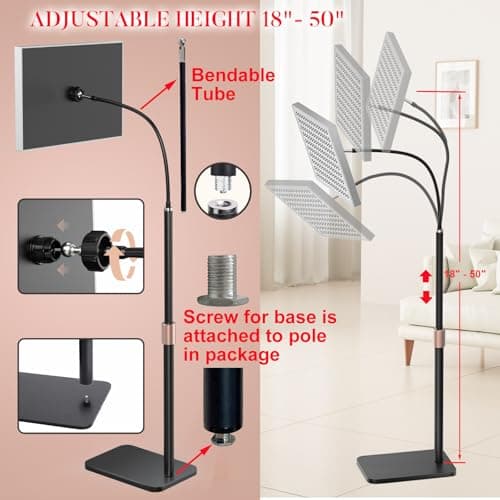 i-Venoya Red Light Therapy for Body: Infrared Light Therapy Panel Lamp with Stand, 660nm Deep Red and 850nm Near Infrared LED Device at Home for Face and Body - Thumbnail 6