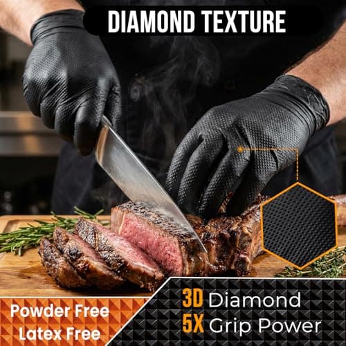 ANBOSON 10 Mil Diamond Textured Nitrile Gloves, Heavy Duty Disposable, Extra Thick, Latex & Powder Free, Chemical and Puncture Resistant, Ideal for Auto Repair, Cleaning, Painting, X-Large - Thumbnail 4