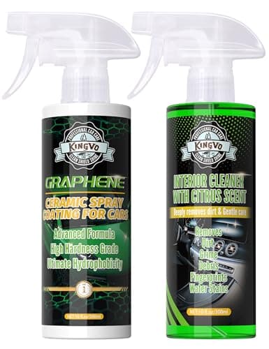 Kingvo Ceramic Coating Spray and Leather Seat Cleaner, Ceramic Car Wax for Couch Cleaning Spray Car Detailing Kit Washing Supplies