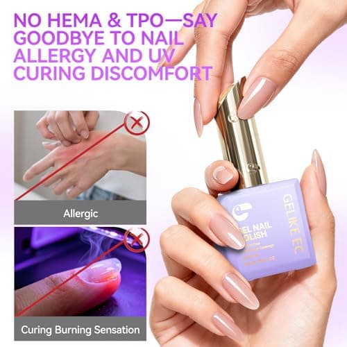 gelike ec Professional Jelly Gel Polish: 12 Nail Colors Set for Salon Technicians with 16ml Big Bottle & Color chart - HEMA & TPO Free Safe Formula Easy to use On Natural or Acrylic Nails - Thumbnail 3